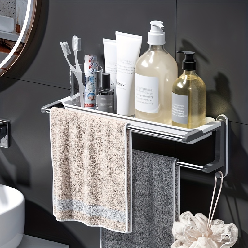 Self-adhesive Wall-mounted Punch-free Bathroom Shelf, Shower Supplies  Organize Rack, Toilet Storage And Decoration Shelf - Temu