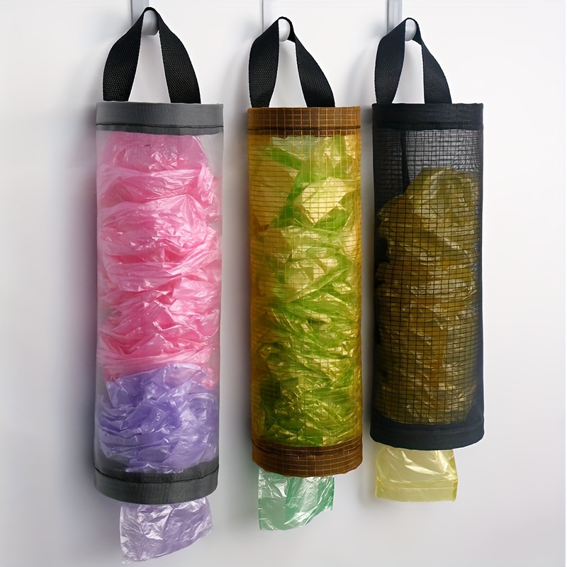 Plastic Bag Holder, Mesh Hanging Storage Dispenser, Foldable, Breathable,  Washable Hanging Mesh Garbage Bag Organizer For Plastic Bag Storage,  Kitchen Supplies - Temu