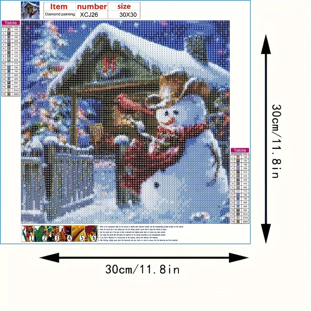 1pc 30*30cm/11.8inx11.8in Snowman 5D Diamond Painting Set, Christmas  Decompression Toll Mosaic Handmade Full Round Diamond Painting Art Set,  Home Wall