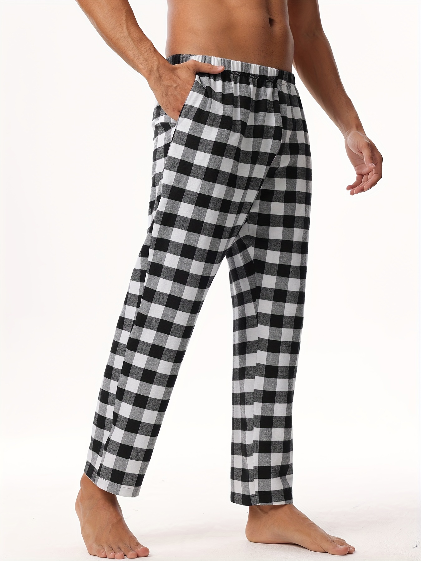 1 pza. Pantalones casuales con diseño a cuadros para hombre, pantalones de  descanso y para dormir con bolsillos laterales, pantalones de pijama cómodo