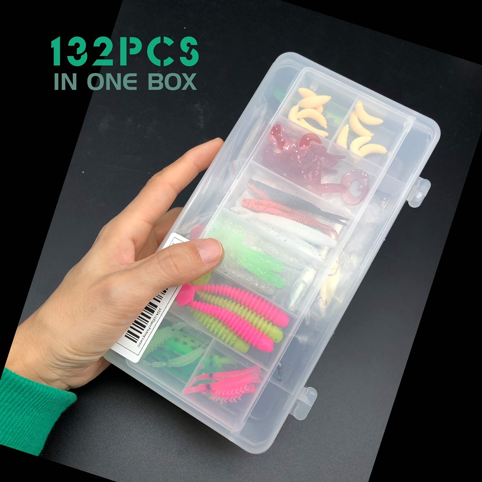26 107 132 284pcs fishing lures kit tackle box with hard lures spoon lures soft plastic worms swimbaits crankbait jigs hooks for bass trout salmon fishing details 6