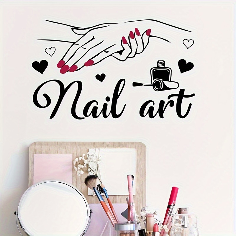 

1pc Creative Wall Sticker, Nail Art Self-adhesive Wall Stickers, Beauty Nail Salon Home Decoration Window Stickers, Removable Stickers, Wall Decor Decals