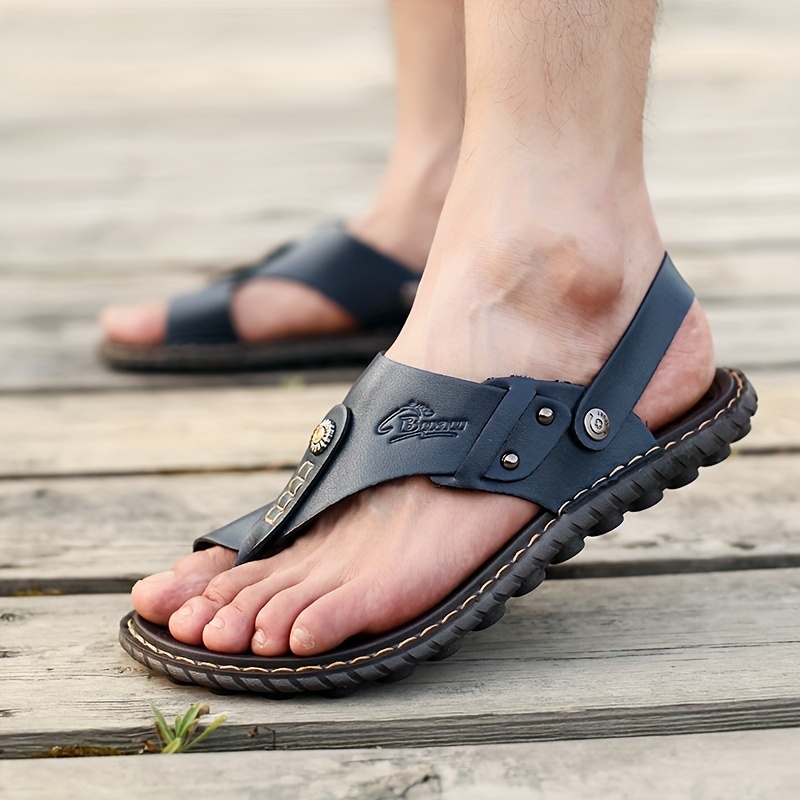 Chejarity Infradito Uomo Pelle Scarpe da uomo Pantofole piatte a spina di  pesce alla moda Sandali da spiaggia traspiranti estivi Infradito Ciabatte  Offerta 