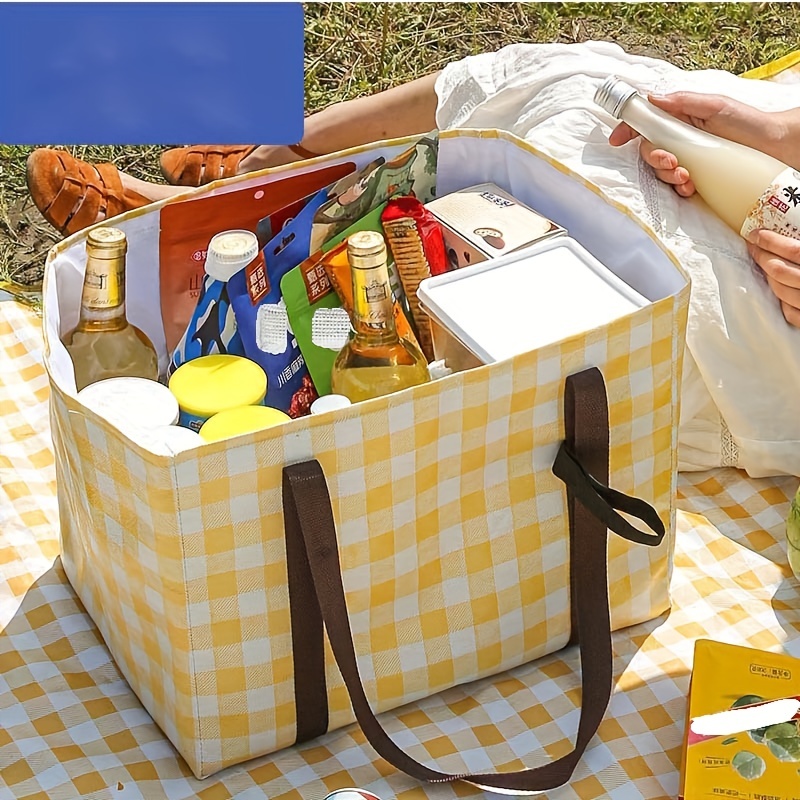 Large Capacity Waterproof Picnic Bento Bag With Ice Pack And Lunch Box -  Perfect For Outdoor Activities And Picnics - Temu