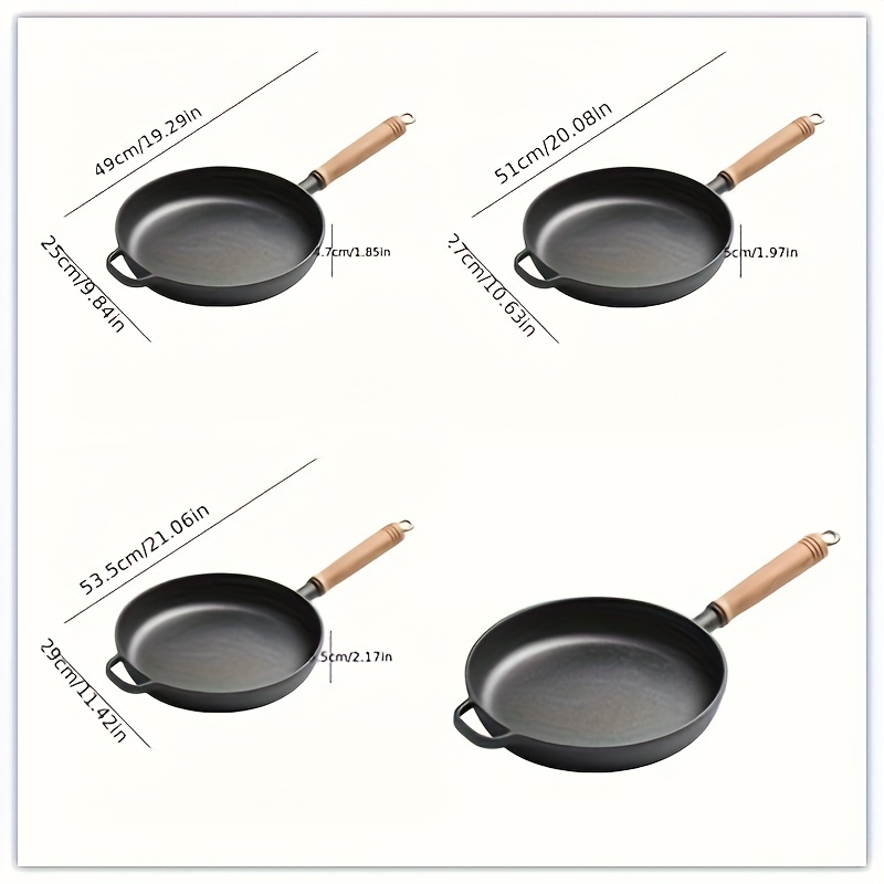 Cast Iron Frying Pan With Wooden Lid Uncoated Non stick Iron - Temu