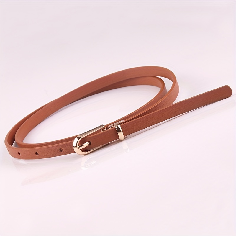 Thin Belt Oval Buckle PU Leather Jeans Pants Sweater Dress Girdle