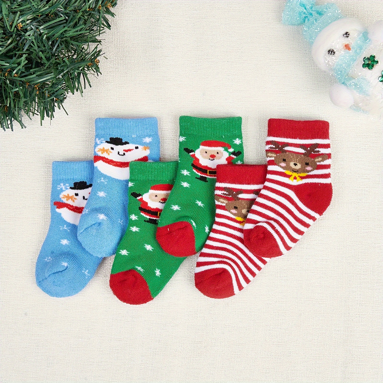 3 pares de calcetines de Navidad para niñas, calcetines térmicos,  calcetines de Navidad para bebé, botas recién nacidas, calcetines de Papá  Noel