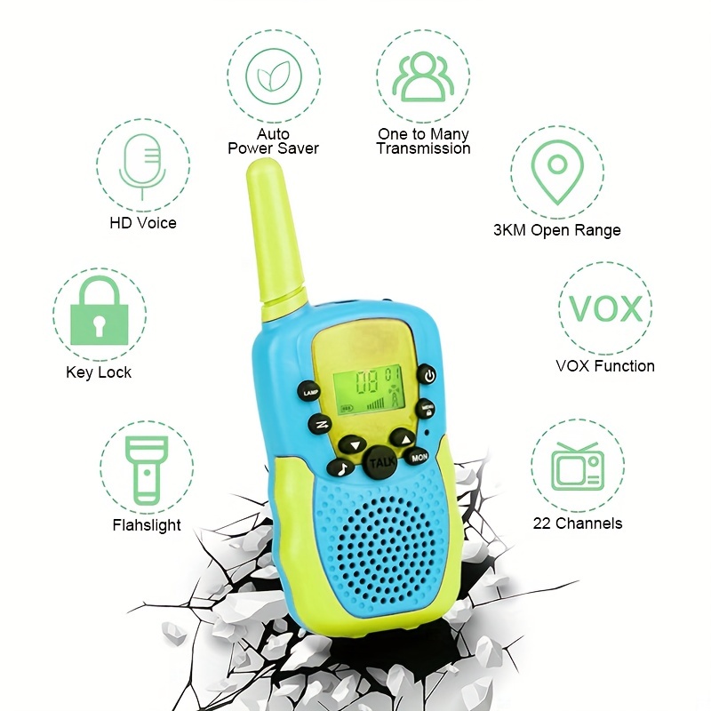 Tzzt 2 Piezas Walkie Talkie Inalámbrico Bidireccional Niños - Temu