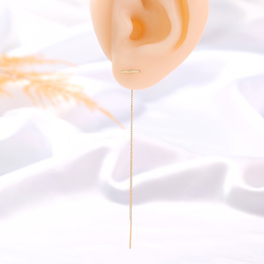 Minimalist Drop Chain Threader Earrings