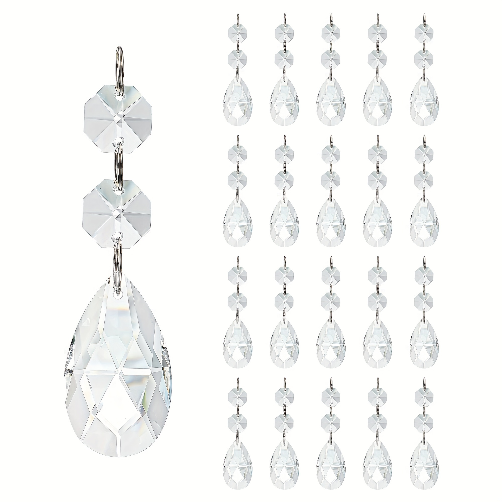 10pcs Teardrop Crystal Strands, Hanging Beads Chain Chandelier Prism  Pendant