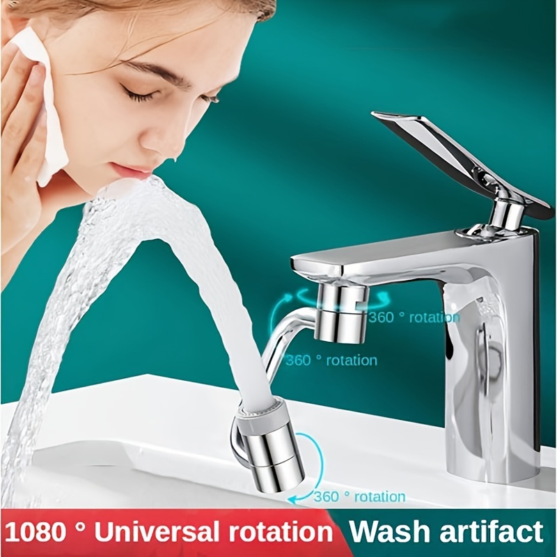 Rallonge de robinet rotative universelle, 1080 + 360 grand angle pivotant  pour évier de cuisine, aérateur