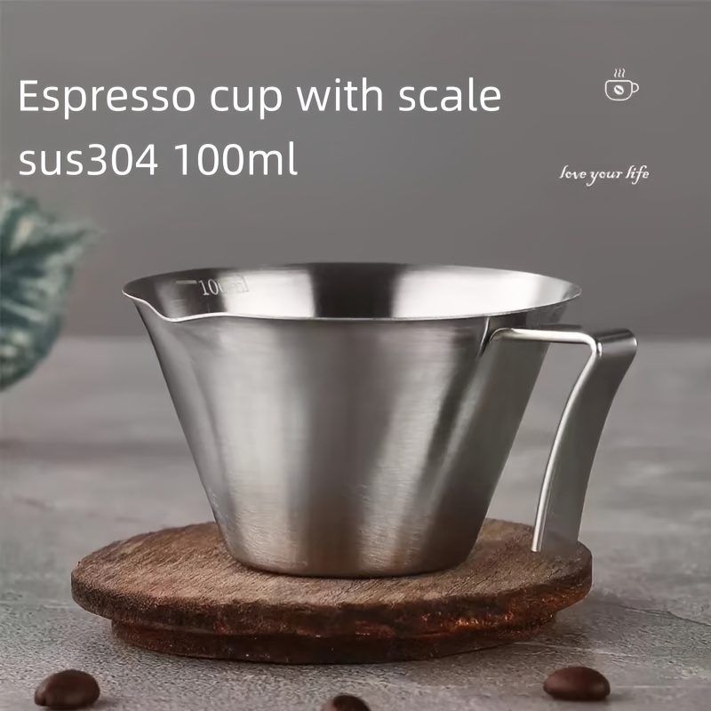 Stainless Steel Espresso Coffee Measureing Cup 100ML Metal Milk Jug  Espresso Shot Cup with Scale Home Cafe Shop Bar Drinkware