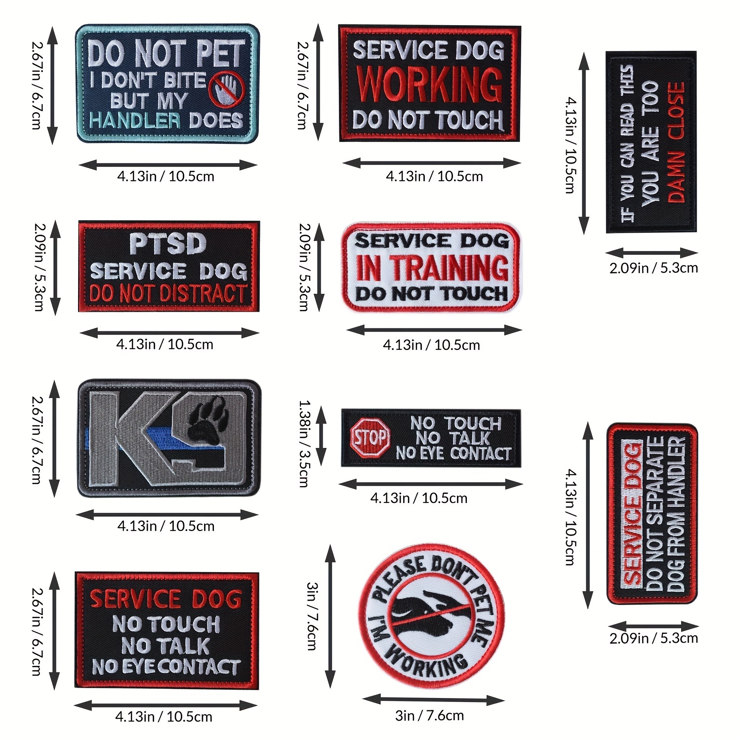 HAPINARY 4pcs Service Dog Do Not Pet Patch Dog Eye Patch No Touch Dog Patch  Bite Sleeve Dog Training Large Dogs Do Not Pet Collar Do Not Touch Patches