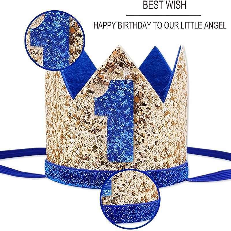 1st Birthday Party Hat Crown for Baby Boy