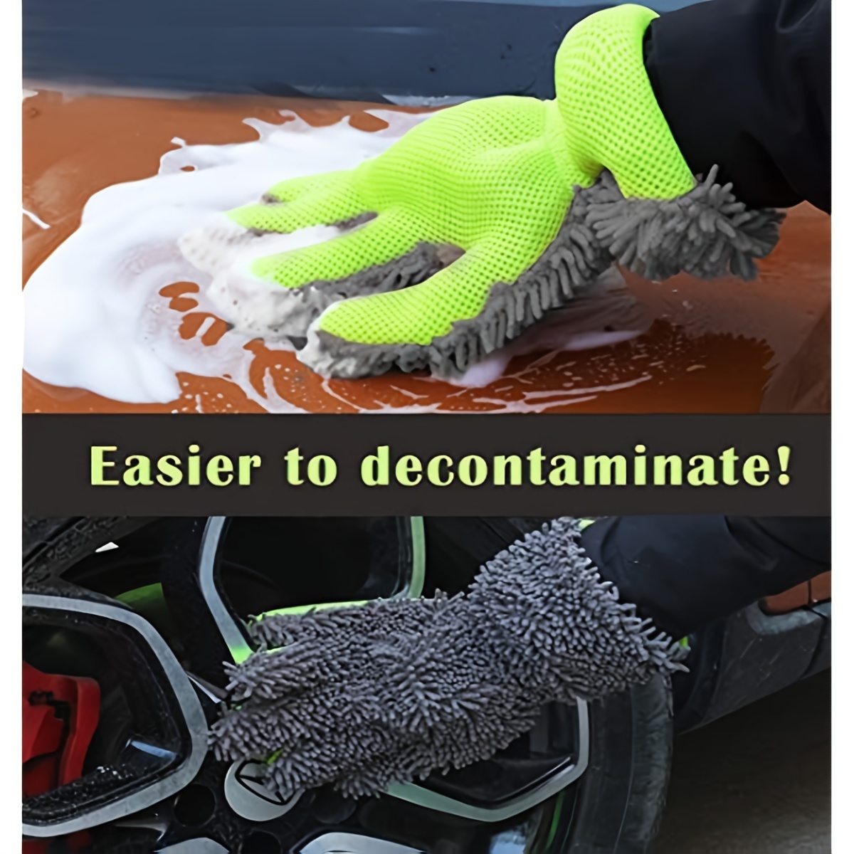 Double sided chenille microfiber car wash mitt glove - Pack of 2 