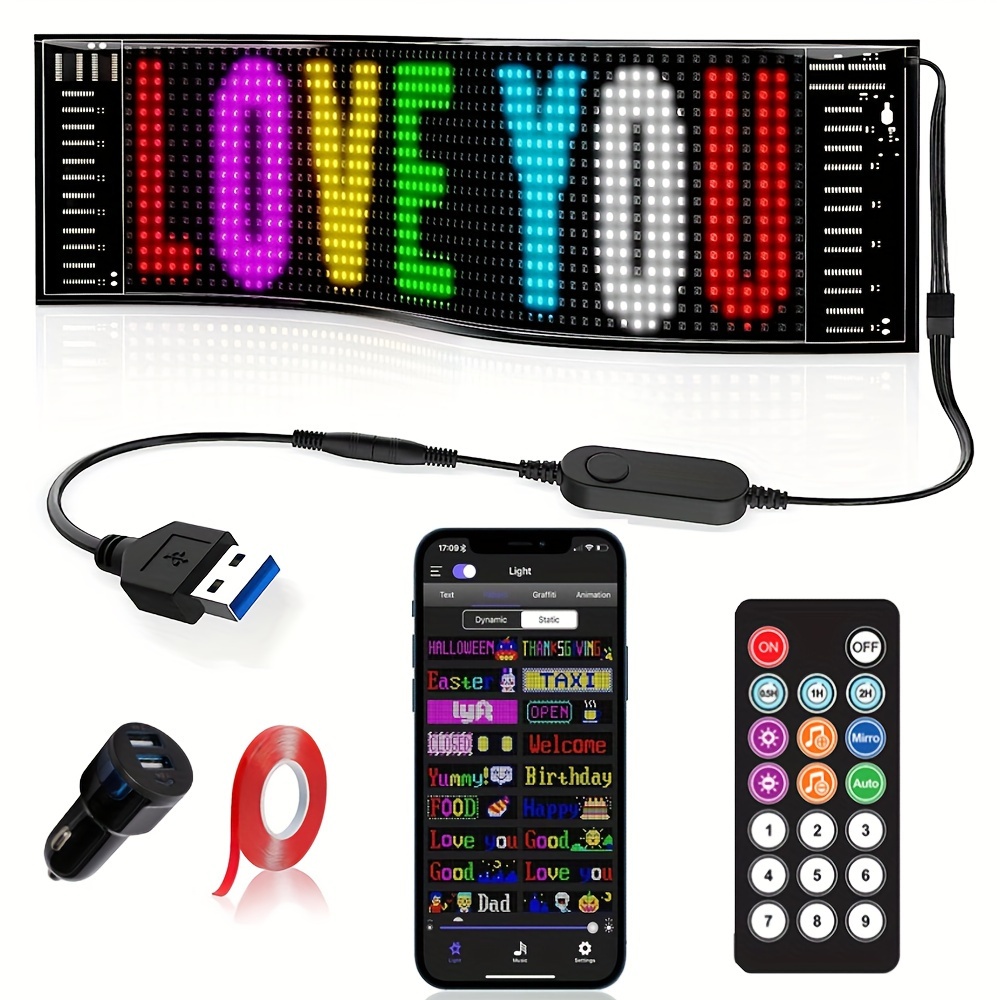 LED Matrix Pixel Panel,RGB Scrolling LED Sign,APP Programmable Control LED  Display, Suitable For Car Party Decoration Store Advertising And Meetings
