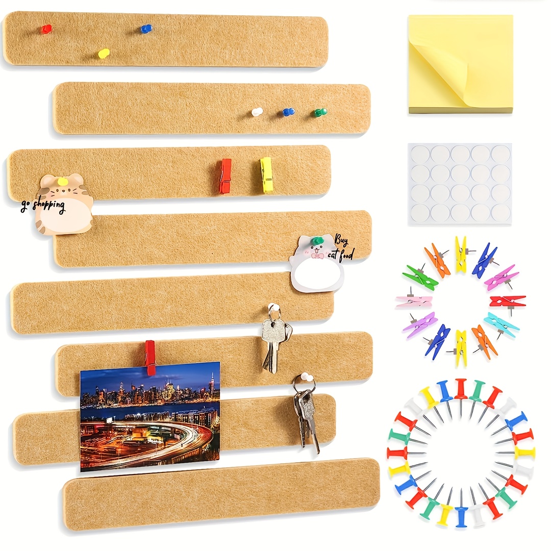 4 Pcs Cork Board Strips With 35 Pcs Push Pins 15x2 Inch - 1/2 Inch Thick Cork  Bulletin Bar Strips F
