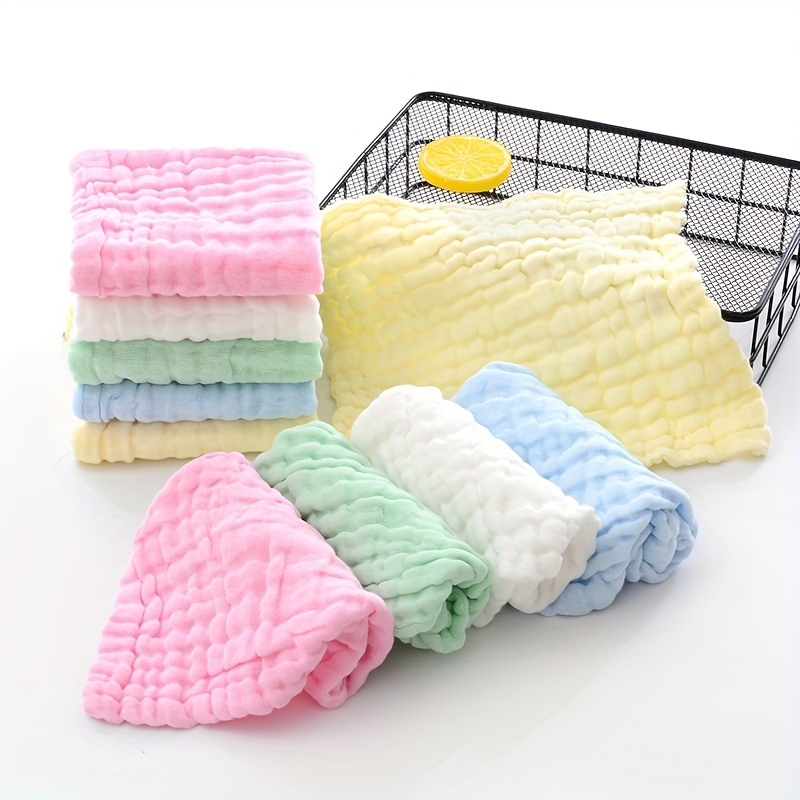 

5pcs Baby Muslin Washcloths Burp Cloths, Baby Face Towels, Natural Muslin Cotton Baby Wipes, Soft Face Cloths For Newborn, Baby Shower Gift, 6 Layers Absorbent 10.6x10.6 Inch