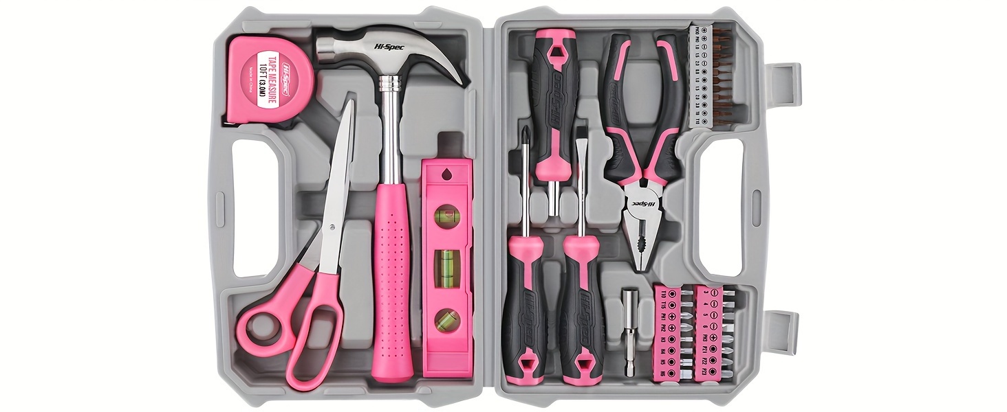 Conjunto 42 Kit Herramientas Bricolaje Hogar Rosa Mujeres - Temu Chile