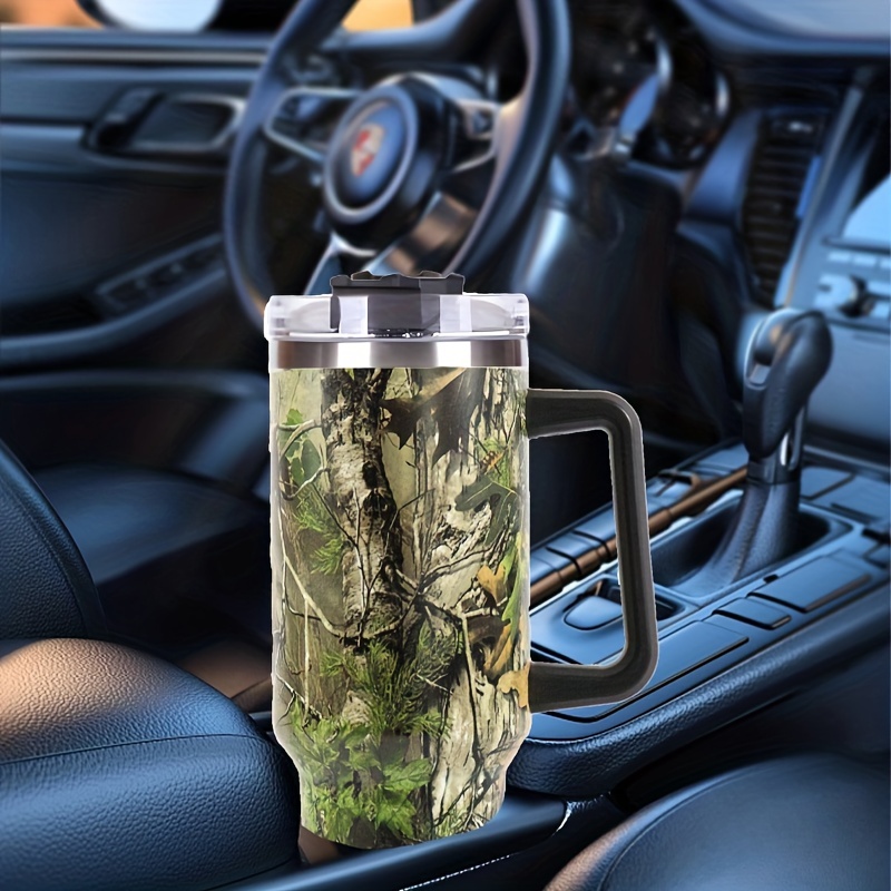 40oz Foliage and Branch Design Stainless Steel Water Tumbler - Perfect for  Outdoor Camping, Driving, and Hiking - Includes Car Mug with Handle and Lid  in 2023