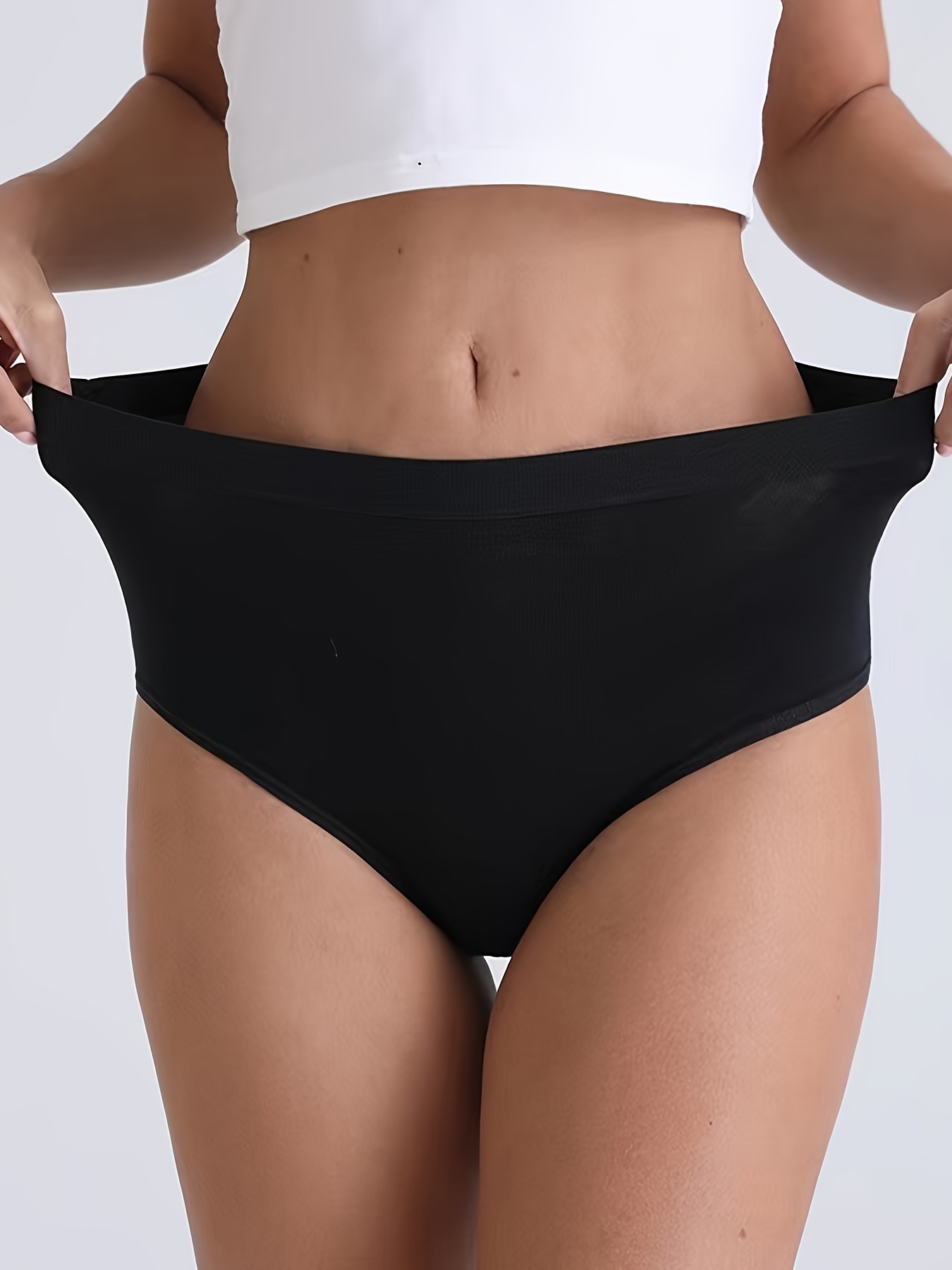 Solid High Waist Briefs Soft Comfy Stretchy Intimates - Temu Canada