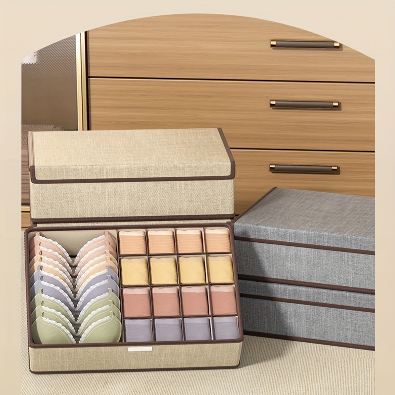 Organizador de ropa interior y sujetador plegable, cajón de armario, caja  organizadora de calcetines con tablero