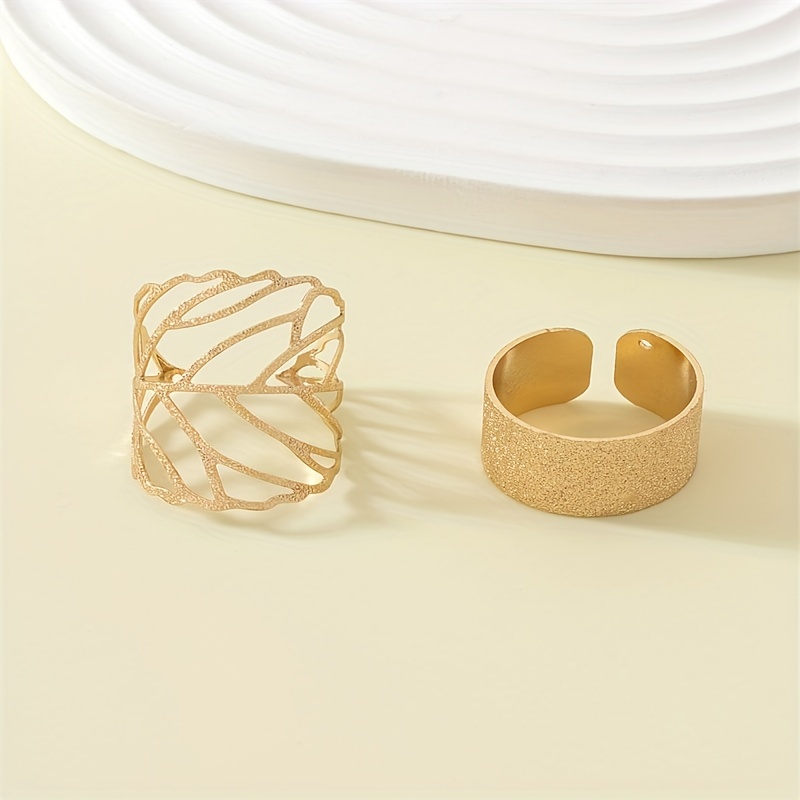 Set of 2 Layered Leaf Vein Rings