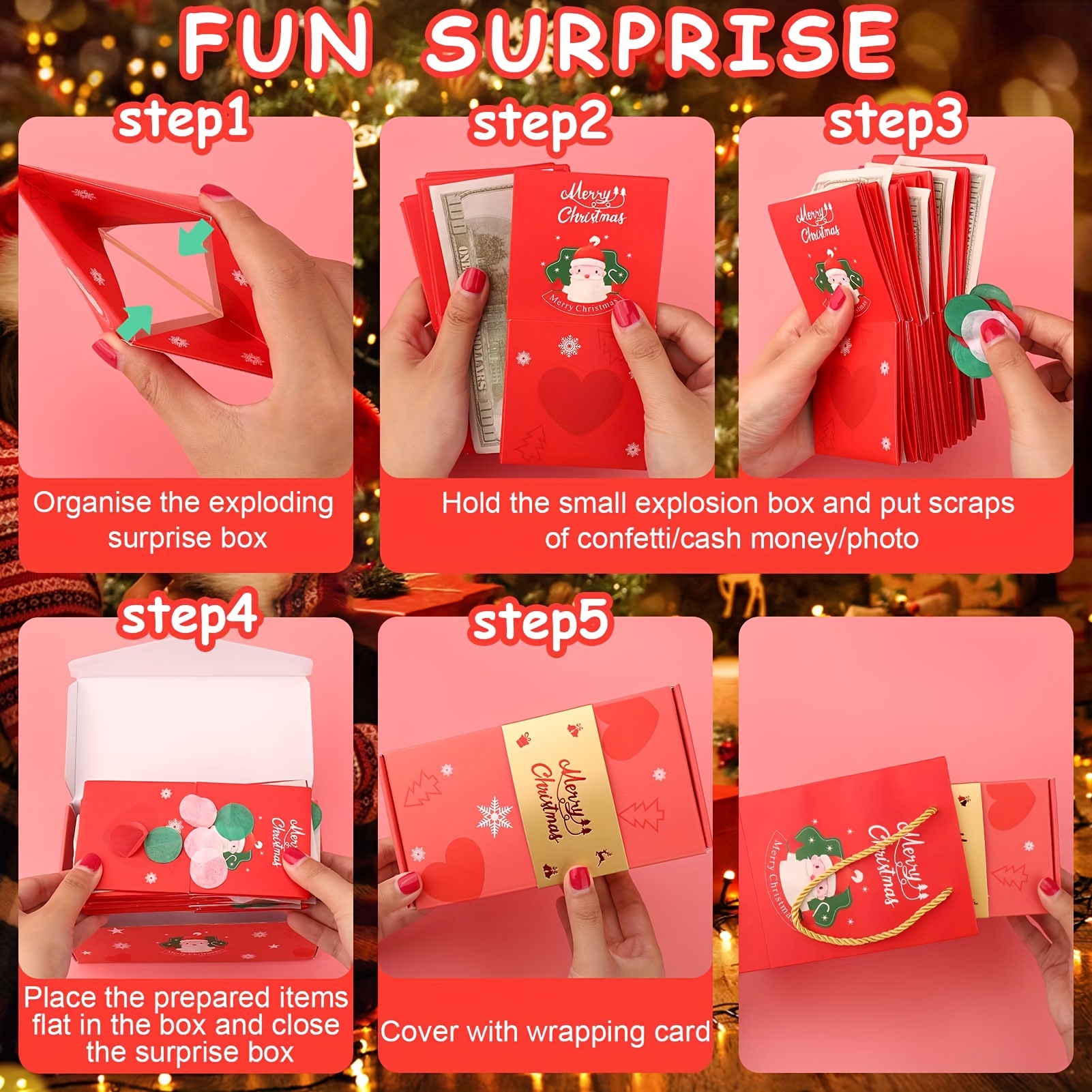 Seeroze - Caja de regalo sorpresa, caja de regalo sorpresa, explosión de  caja de regalo sorpresa para dinero, Navidad, caja de regalo de explosión