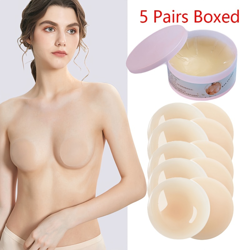 2 Pairs Nippleless Cover Pasties Women Reusable Adhesive Silicone Nipple  Round