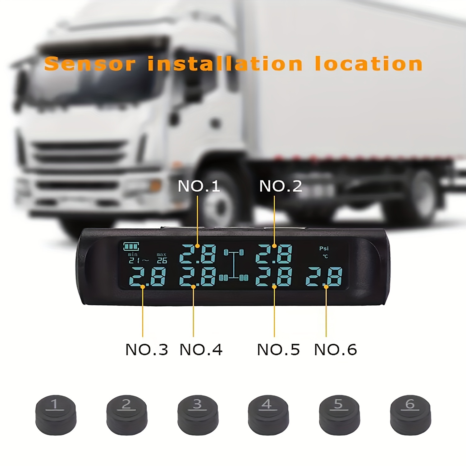 RV TPMS Tire Pressure Monitoring System Solar Wireless TPMS