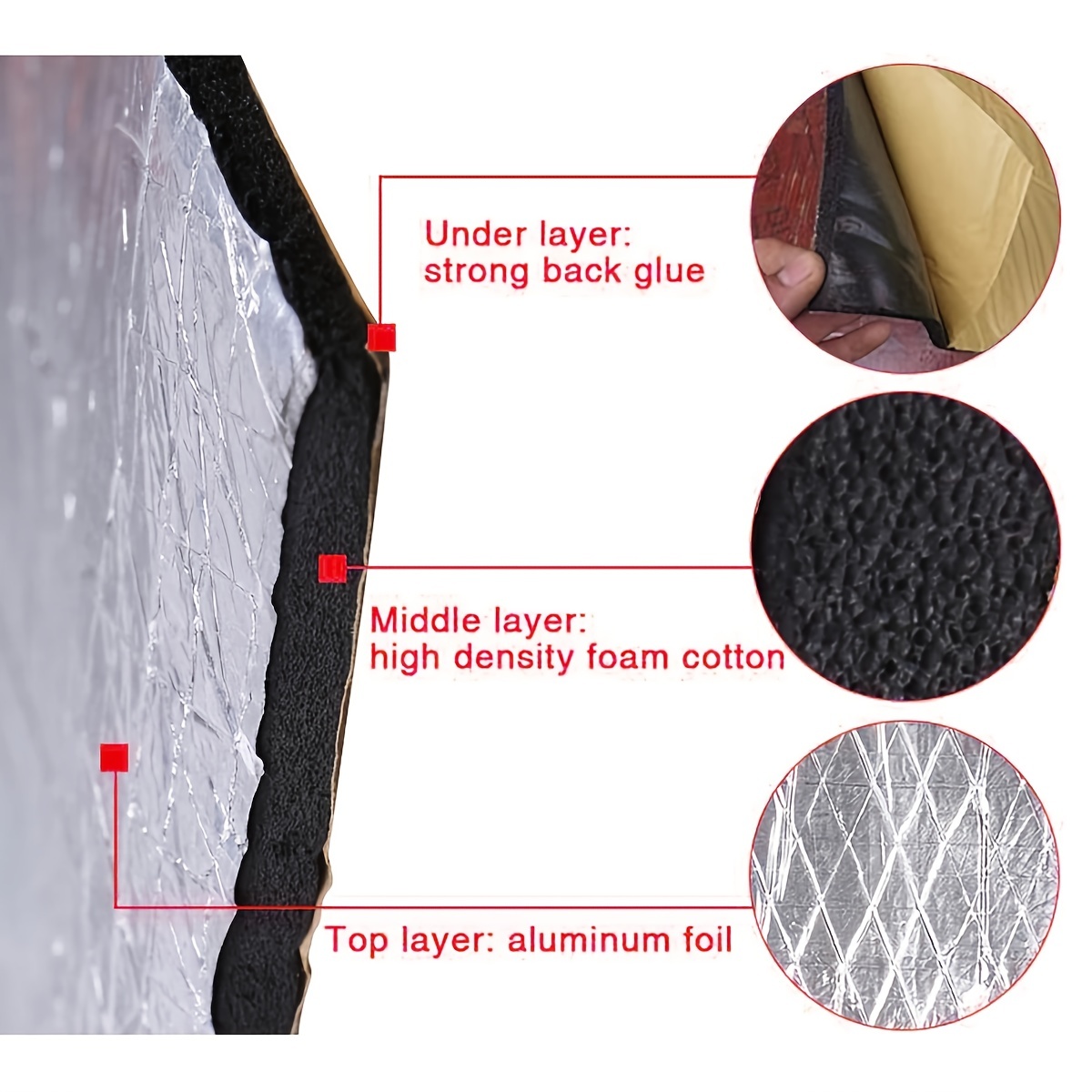 Self-adhesive foam aluminum foil insulation cotton,Car Heat Sound Deadening  Insulation Mat, Heat Insulation Material,For loft ,Easy to install