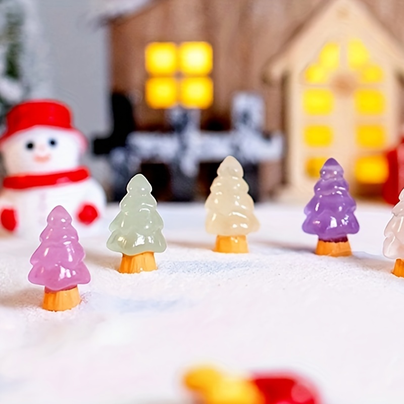 Mini Luminous Resin Christmas Snowman Ornament Glow In The - Temu