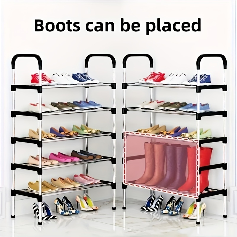 6 Layer Shoe Rack Tier Colored Stainless Steel Stackable Shoes Organizer  Storage Stand