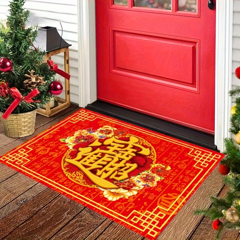 Red Festive Holiday Doormat Non slip And Durable Area Rug - Temu