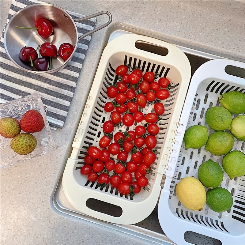 Colador plegable para frutas y verduras, colador ajustable sobre