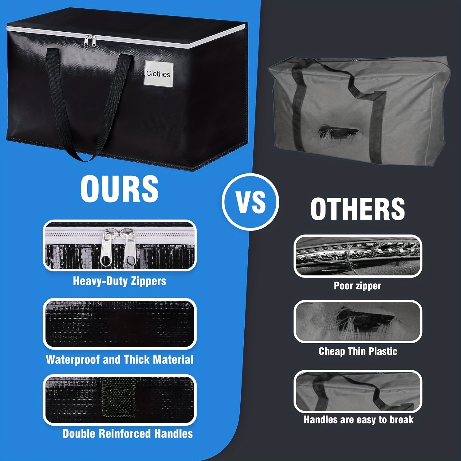 Moving Boxes Heavy Duty Moving Bags with Strong Zippers and Handles  Collapsible Moving Supplies, Storage Totes for Packing & Moving Storing  93L