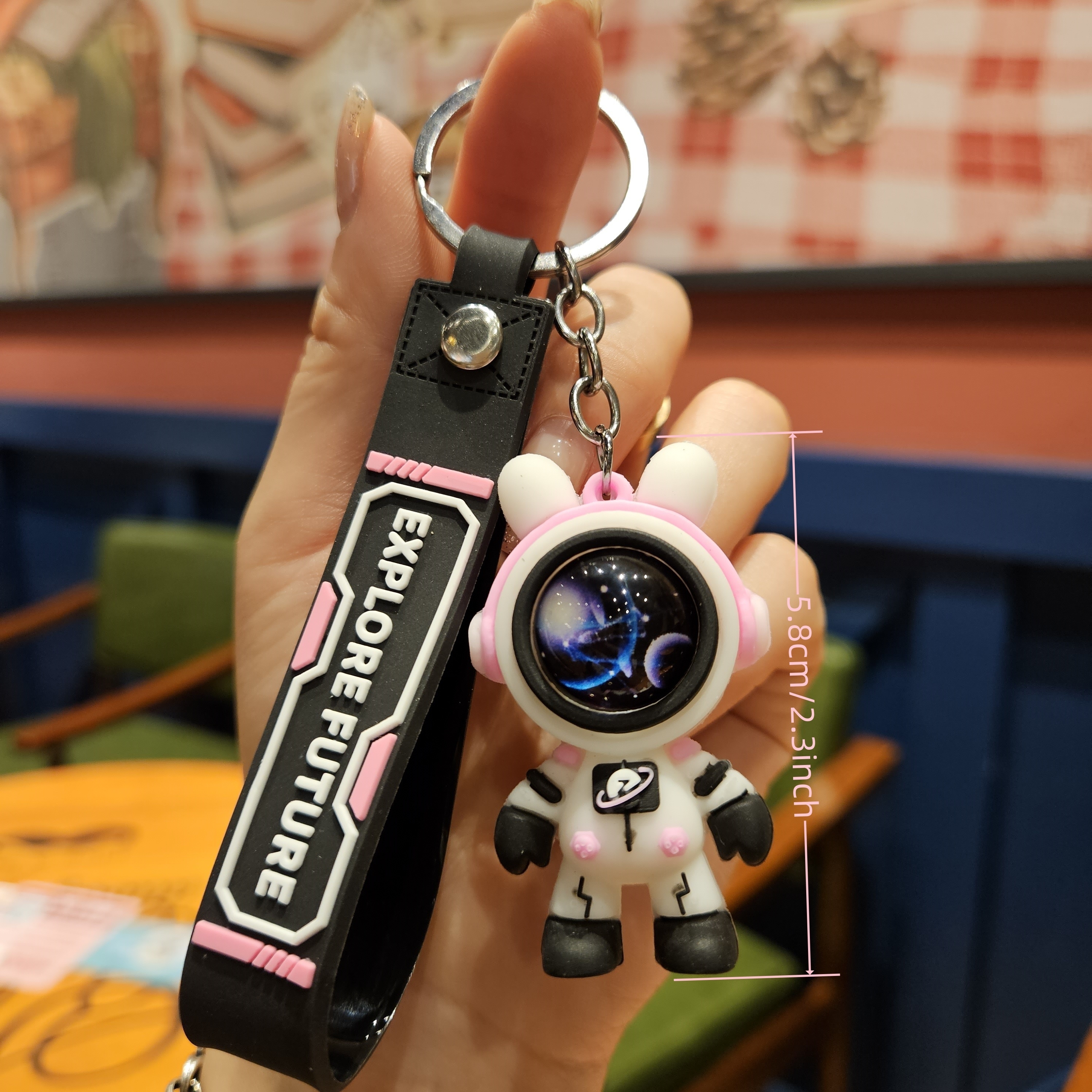 Mignon Astronaute Porte-clés Sac à dos personnalisé Porte-clés Kawaii  Cartoon Key Ring pour femmes Hommes Cadeau