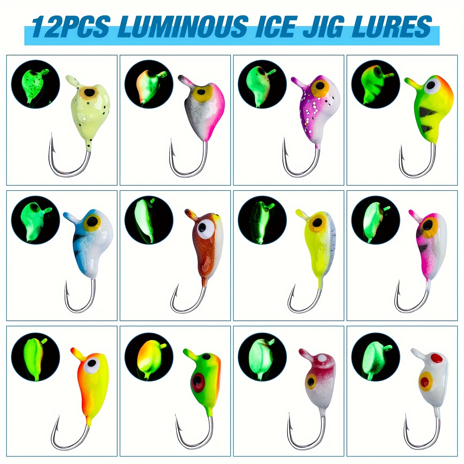 Goture Ice Fishing Jigs Kit, Fast Sinking Ice Fishing Bait For Bass