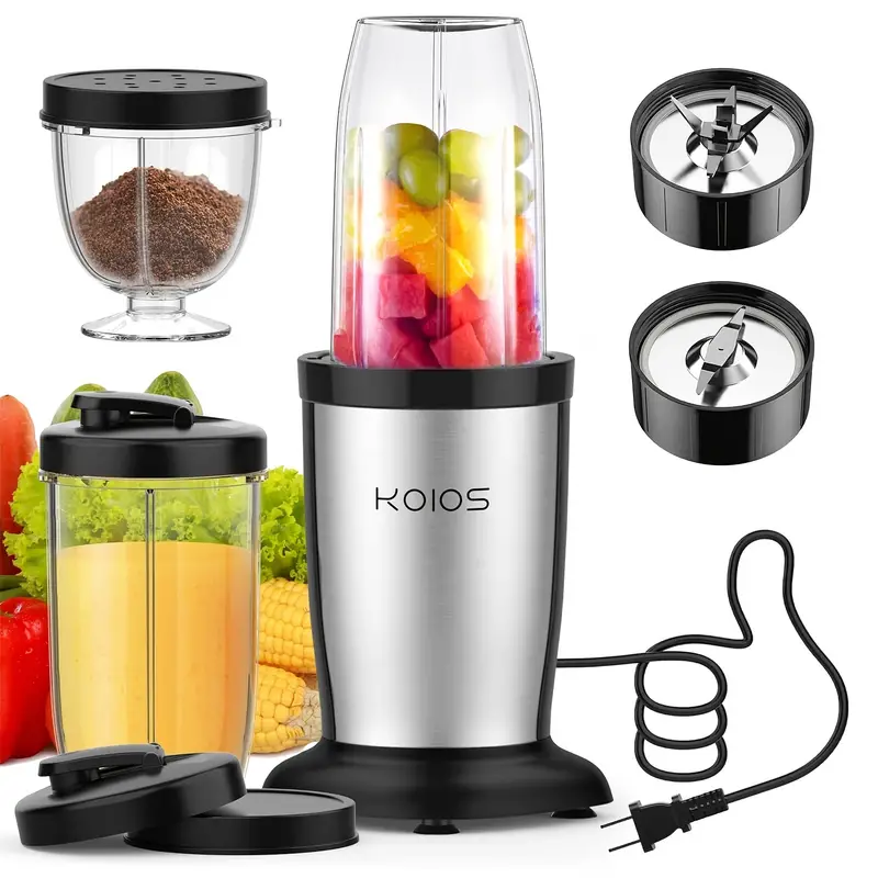 KOIOS 850W Bullet Personal Blender For Shakes And Smoothies, 11 Pieces  Smoothie Blenders For Kitchen, Protein Drinks, Small Cup Blender Grinder  With 2