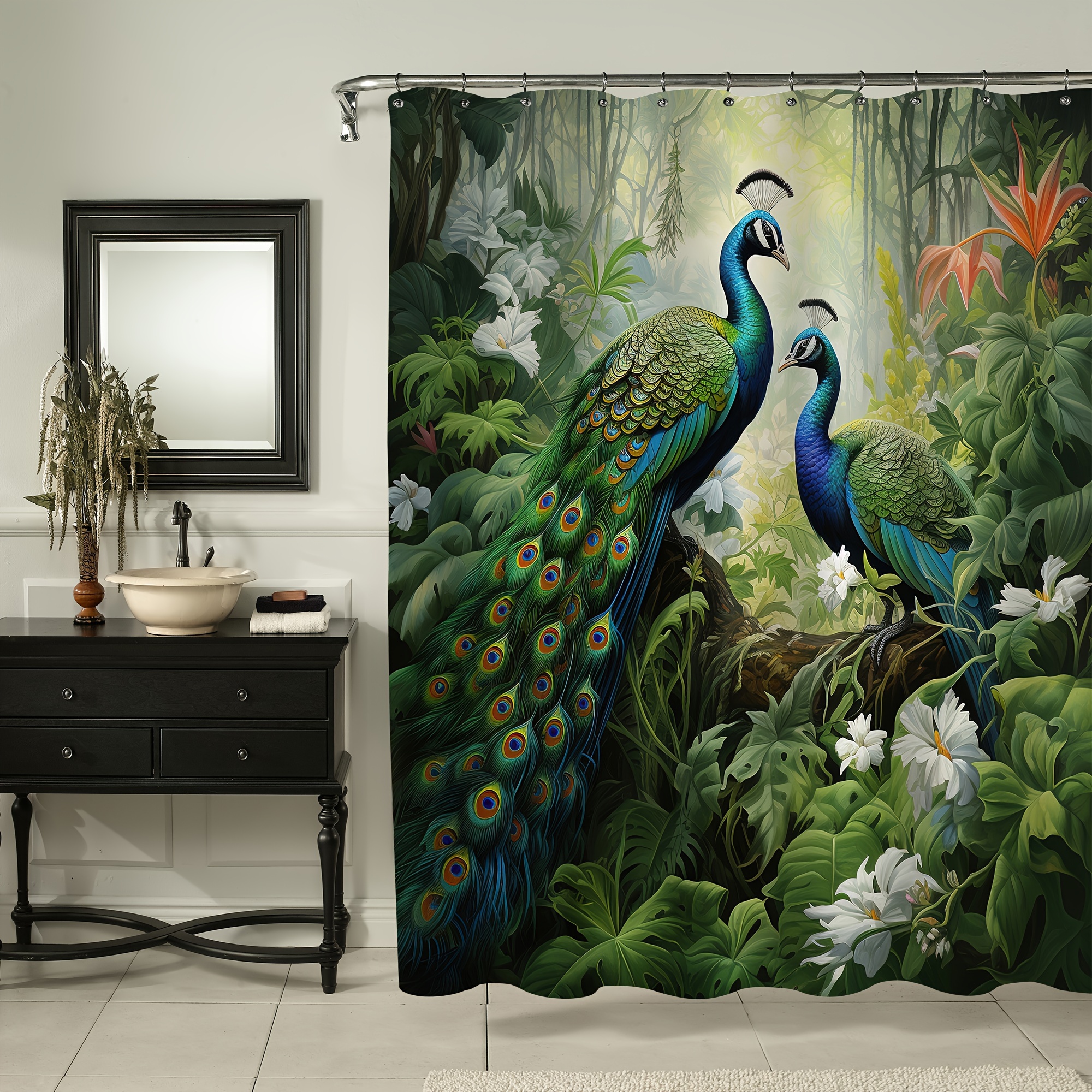 Peacock Showing Feathers Shower Curtain Waterproof Shower - Temu Canada