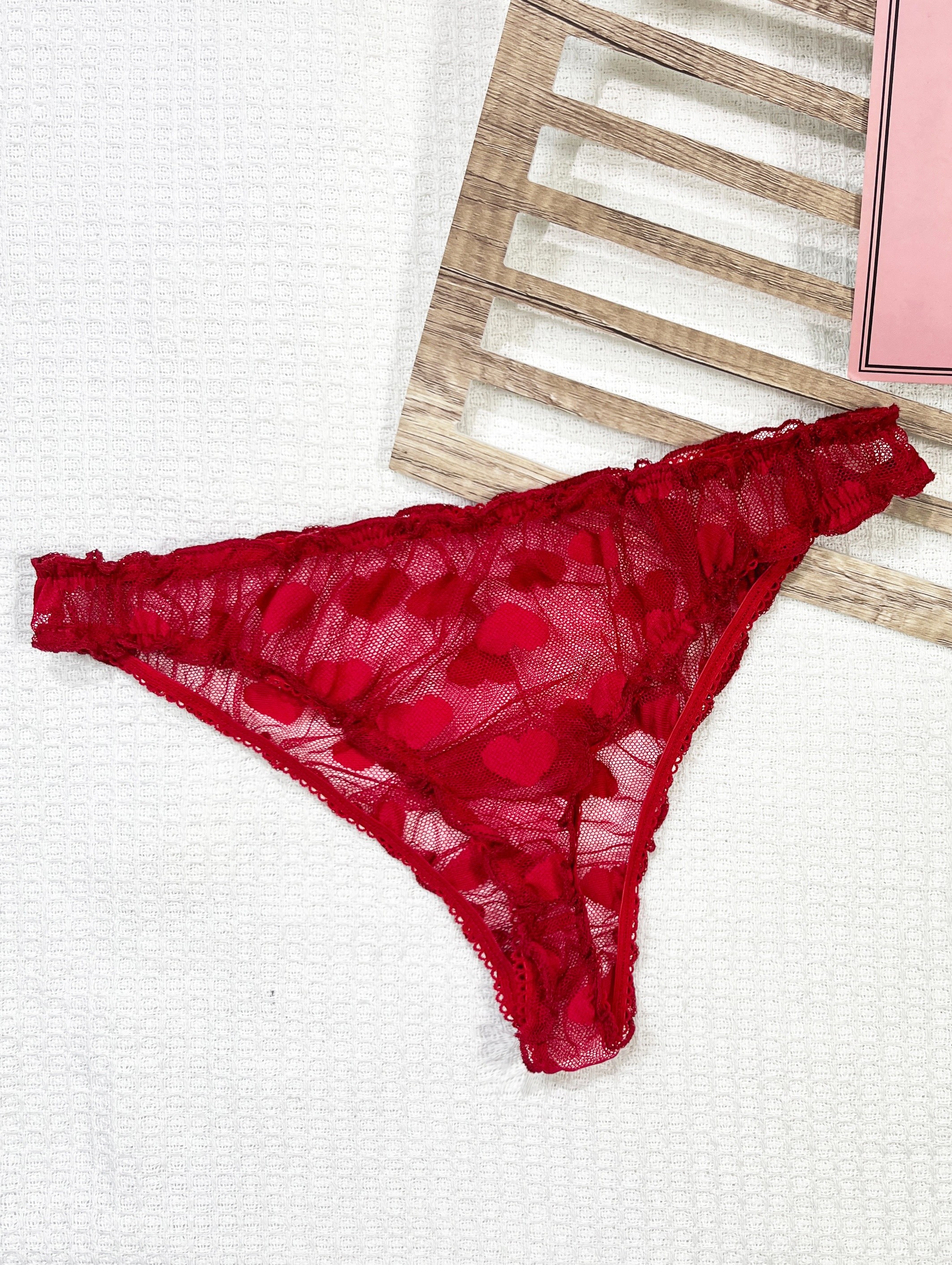 Sheer Panties in Red Lace, Lingerie See Through, Sexy Lingerie