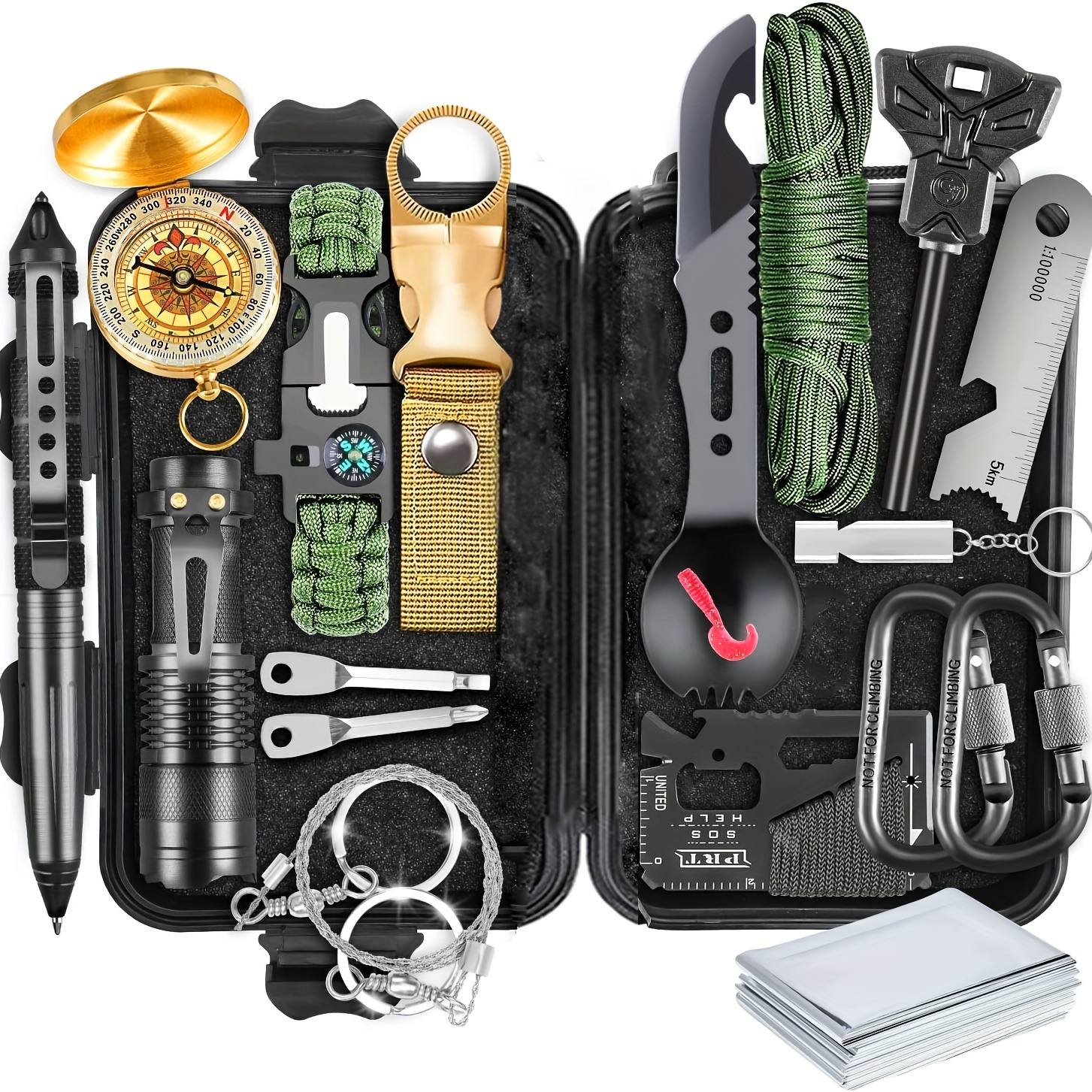 

20-in-1 Survival Kit For Outdoor Activities - Essential Emergency Equipment For Fishing, Camping - Perfect Birthday Or Father's Day Gift For Men, Dad, Husband