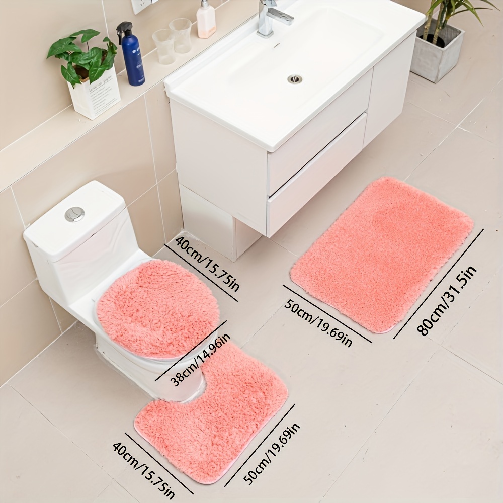 Plush Velvet Bath Rugs Set, Thickened Bathroom Rug Set Includes Bath Rug,  Contour Mat, Toilet Seat Cover Soft Microfiber Bath Absorbent Mats With  Non-slip Rubber Backing, Machine Washable - Temu