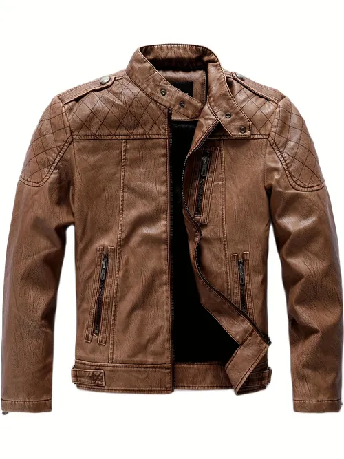 Winter Motorcycle Pu Leather Jacket - Temu