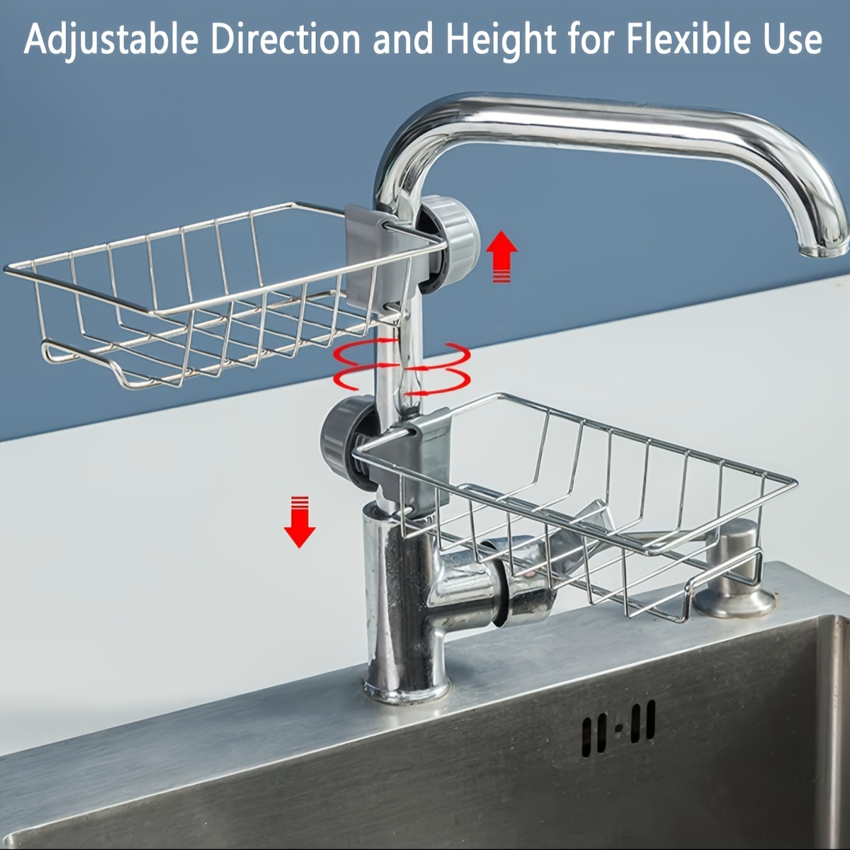 1pc Stainless Steel Sink Storage Rack for Kitchen - Organize Sponges,  Scrubbers, and Towels