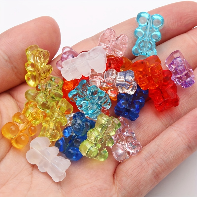 Mixed Solid Color Gummy Bear Rubber Acrylic Loose Beads For - Temu