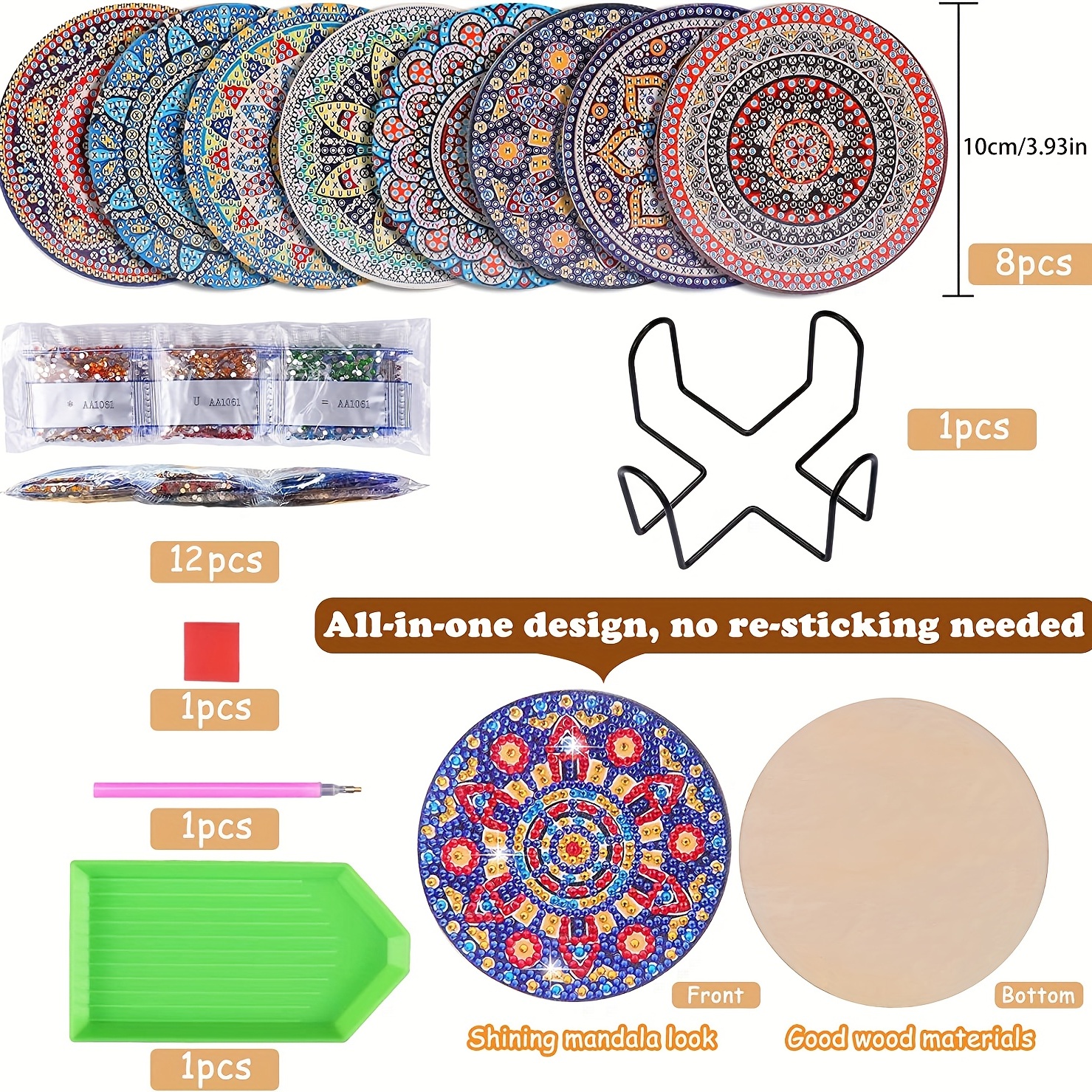 Mandala Diamond Art Colorful Coasters Kits Art Craft Diamond