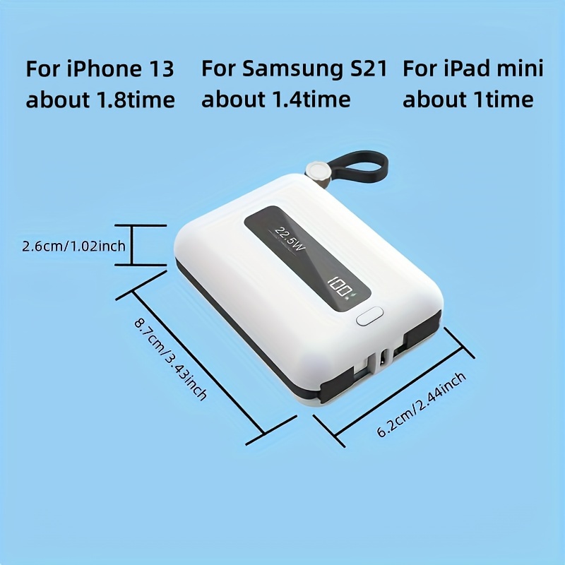 10,000 mAh mini power bank for Samsung and iPhones