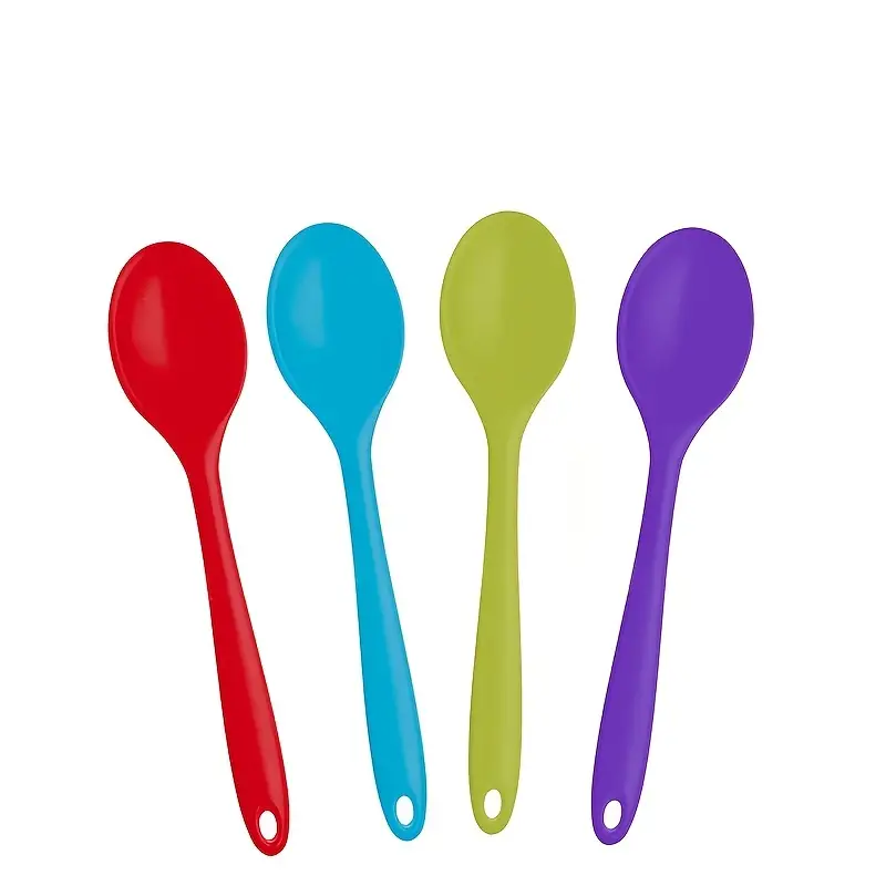 4 pieces Multicolored Silicone Spoons - Non-Stick Kitchen Spoon for  Cooking, Baking, and Mixing - Durable and Easy to Clean
