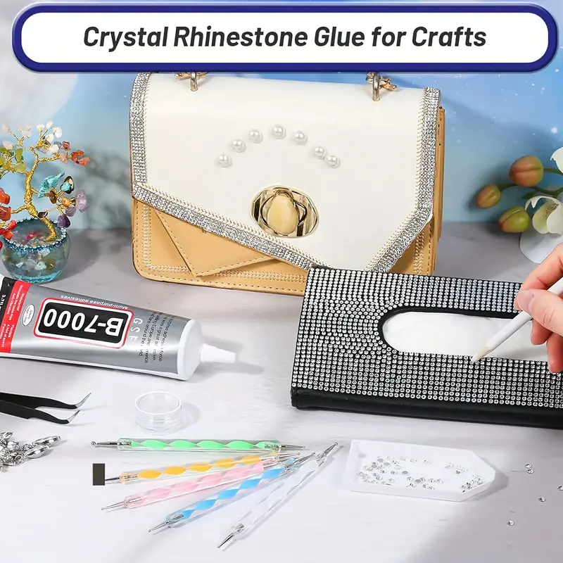 Upgrade B-7000 Crystal Rhinestone Jewelry Glue Clear, 110ml 3.7 fl oz Craft Glue Craft Adhesive Fabric Super Repair Glue with Precision Tips Multi Do